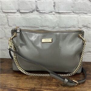 Kate Spade River Bixby Place Hare Grey Gray
Patent Leather Crossbody Gold Chain